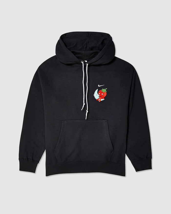 Product shot of a navy hoodie