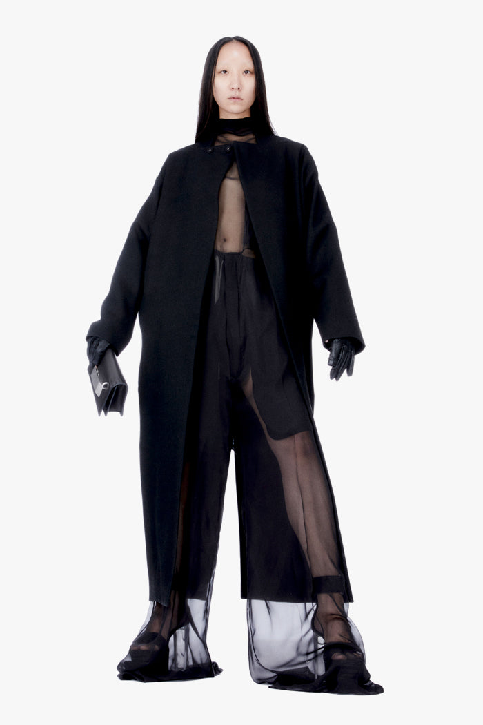 Fashion model wearing a Rick Owens outfit